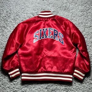 Vintage Sixers Jacket Youth 5 Philadelphia 76ers NBA Basketball Spellout Locker